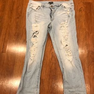 Forever 21 Light Wash Ripped Jeans